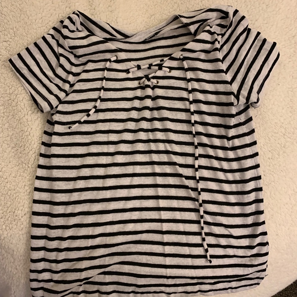 Blue and white blouse